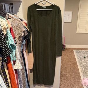 Elegant Olive Green Maternity Knit Dress